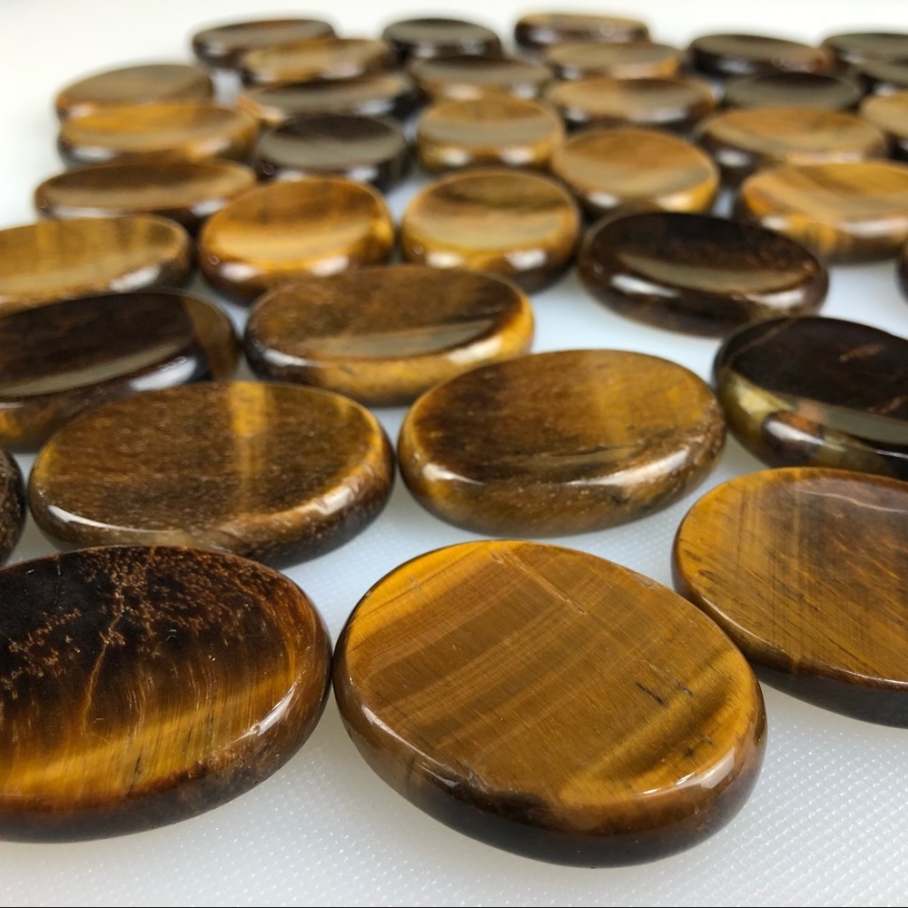 Tiger’s Eye worry stone palm stone oval thumb stone rock healing crystal